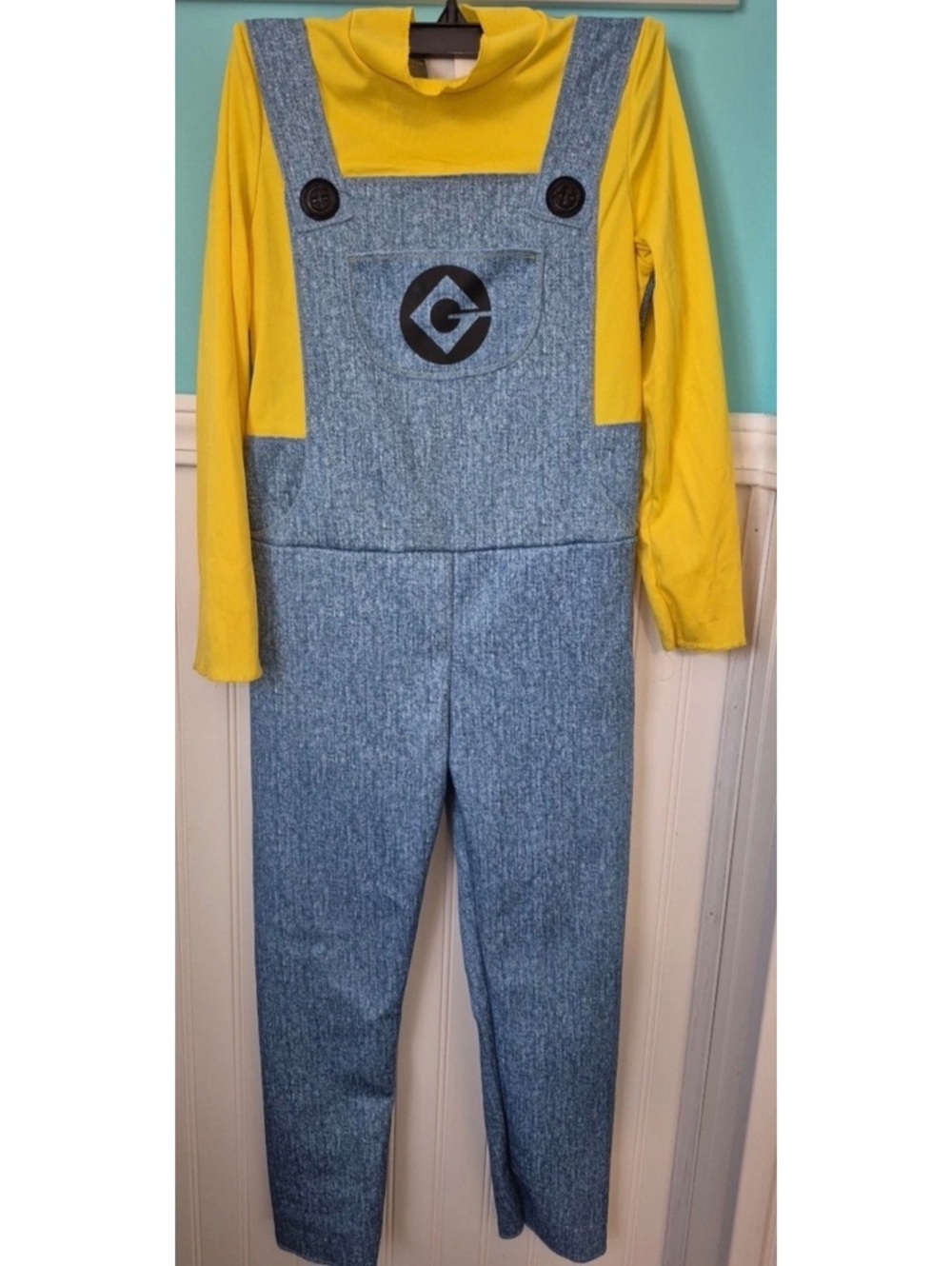 Minions Bob Costume Kids Medium 7-8 Years Blue Overalls Yellow Shirt Halloween